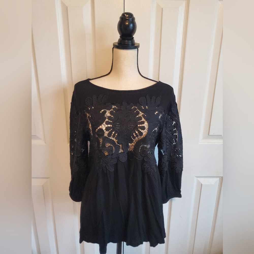 Anthropologie Womens Deletta Desi Lace Embroide Flowy Blouse
